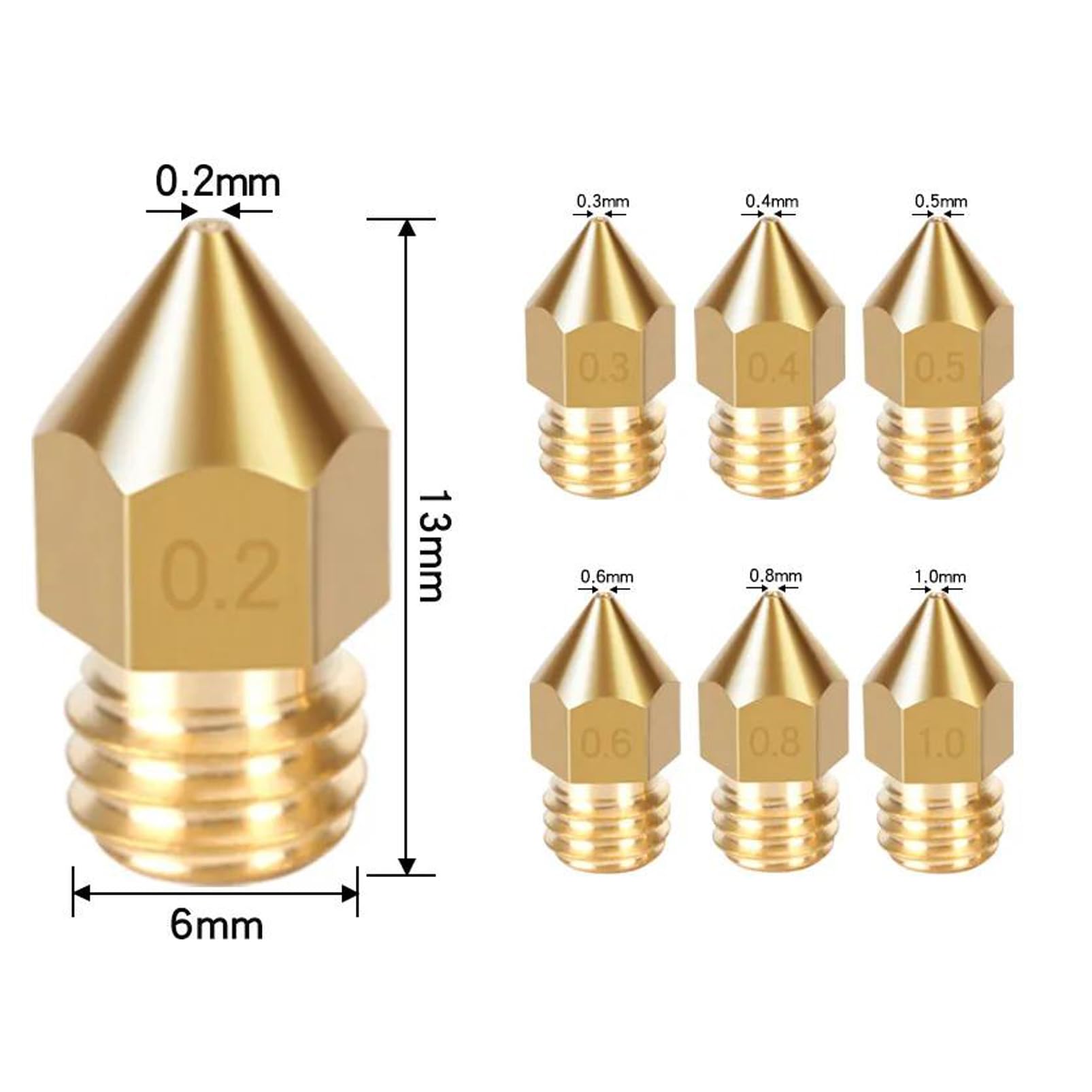 Set 30 Ugelli Per Stampante 3D Creality Ender Series | 12x0.4mm + Multi Misure (0.2-1.0mm) | Ottone Di Qualit&agrave;