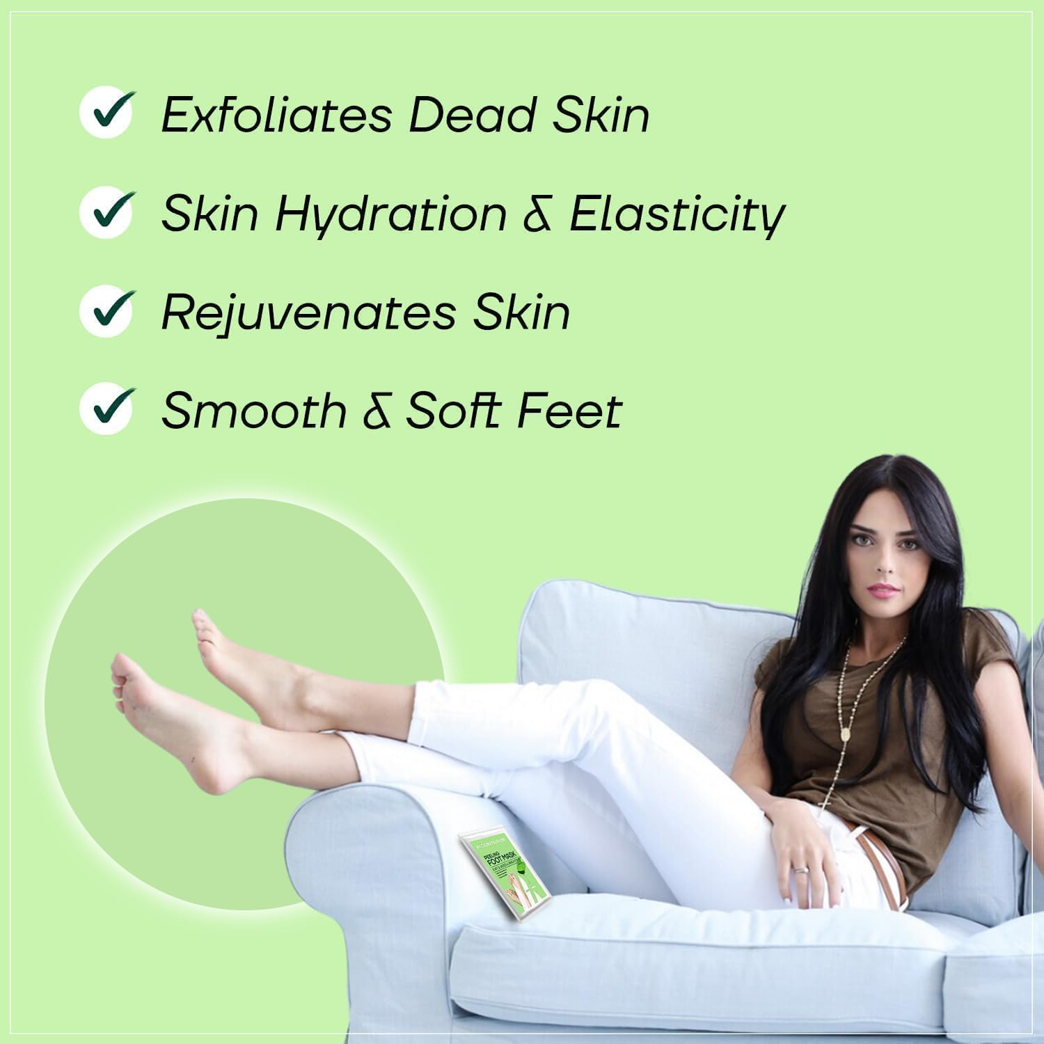 JEVR - Maschera esfoliante per piedi, esfolia e illumina, rimuove le cellule morte, ringiovanisce la pelle per uomini e donne, 40 g, 1 paio