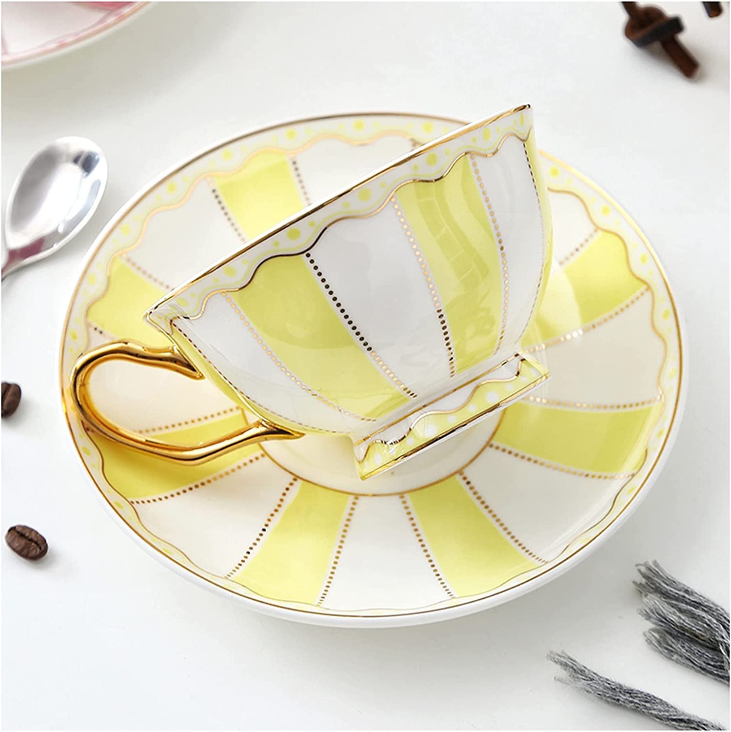 Filiżanka Do Kawy Z Porcelany Kostnej, Filiżanka Na Śniadanie, Kubki Do Kawy Zestaw Filiżanek Do Kawy Z Porcelany Kostnej Luksusowy Wykwintny Prosty Filiżanka Ze Spodkiem(D)