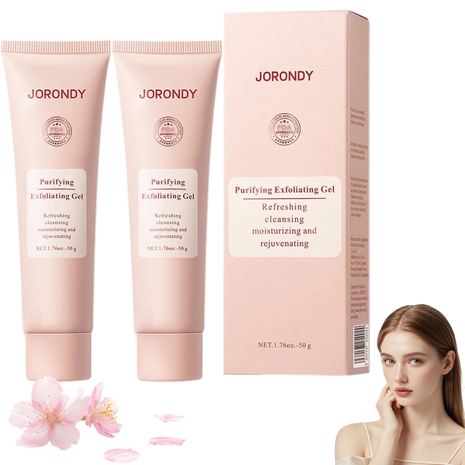 JORONDY Purifying Exfoliating Gel, JORONDY Purifying Enzymes Exfoliating Gel, Deep Cleansing and Moisturizing Formula for All Skin Types (4 Pack)