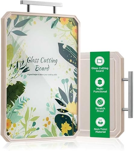 Tabla de cortar de vidrio, tablas de cortar de vidrio templado de doble cara para cocina para cortar carne, verduras, frutas, queso, no tóxica,