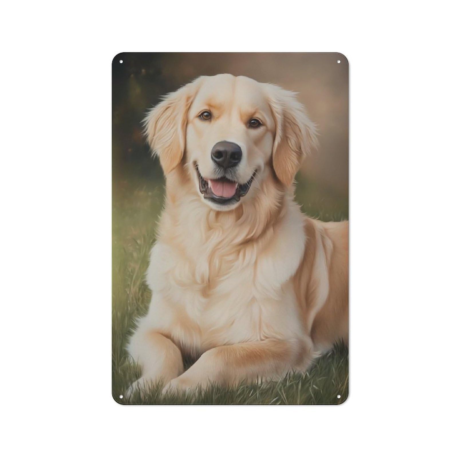 Vintage Metal Sign 30x20cm Featuring Golden Retriever Portrait, Home Bar Decor for Cafe, Pub, Workshop Or Home Bar