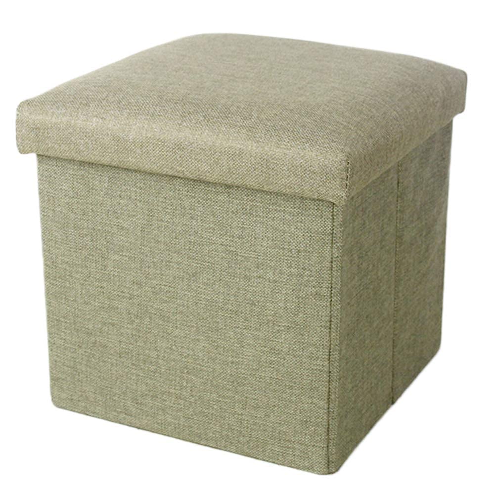 Pouf de rangement pliant armygreen 38x38x38 cm, cube repose-pieds et siège discret