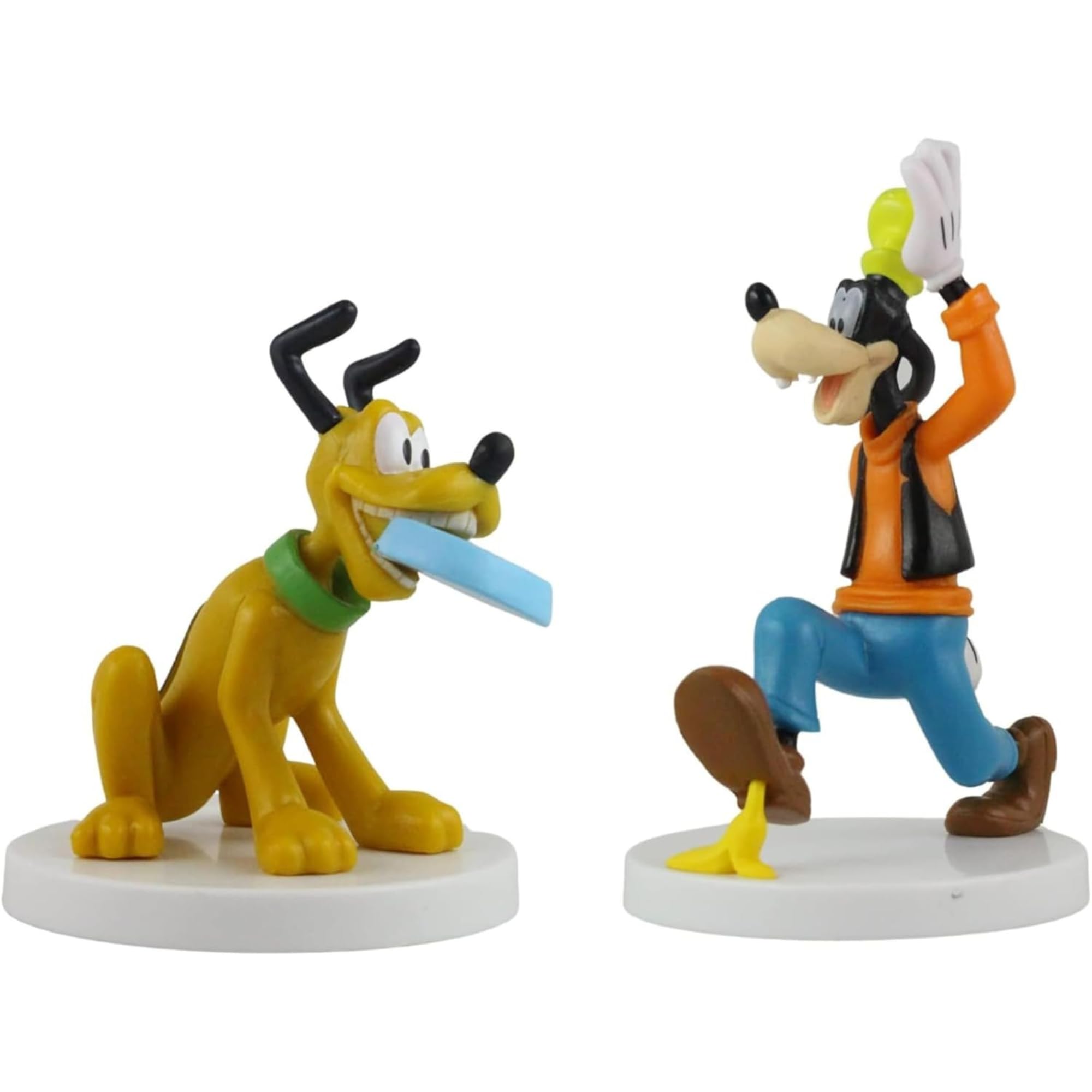 Mickey Mouse and Friends 3D Figures - Highly Detailed 6-10cm Collectible Miniature Figures Perfect for Cake Toppers - (Pluto & Goofy)