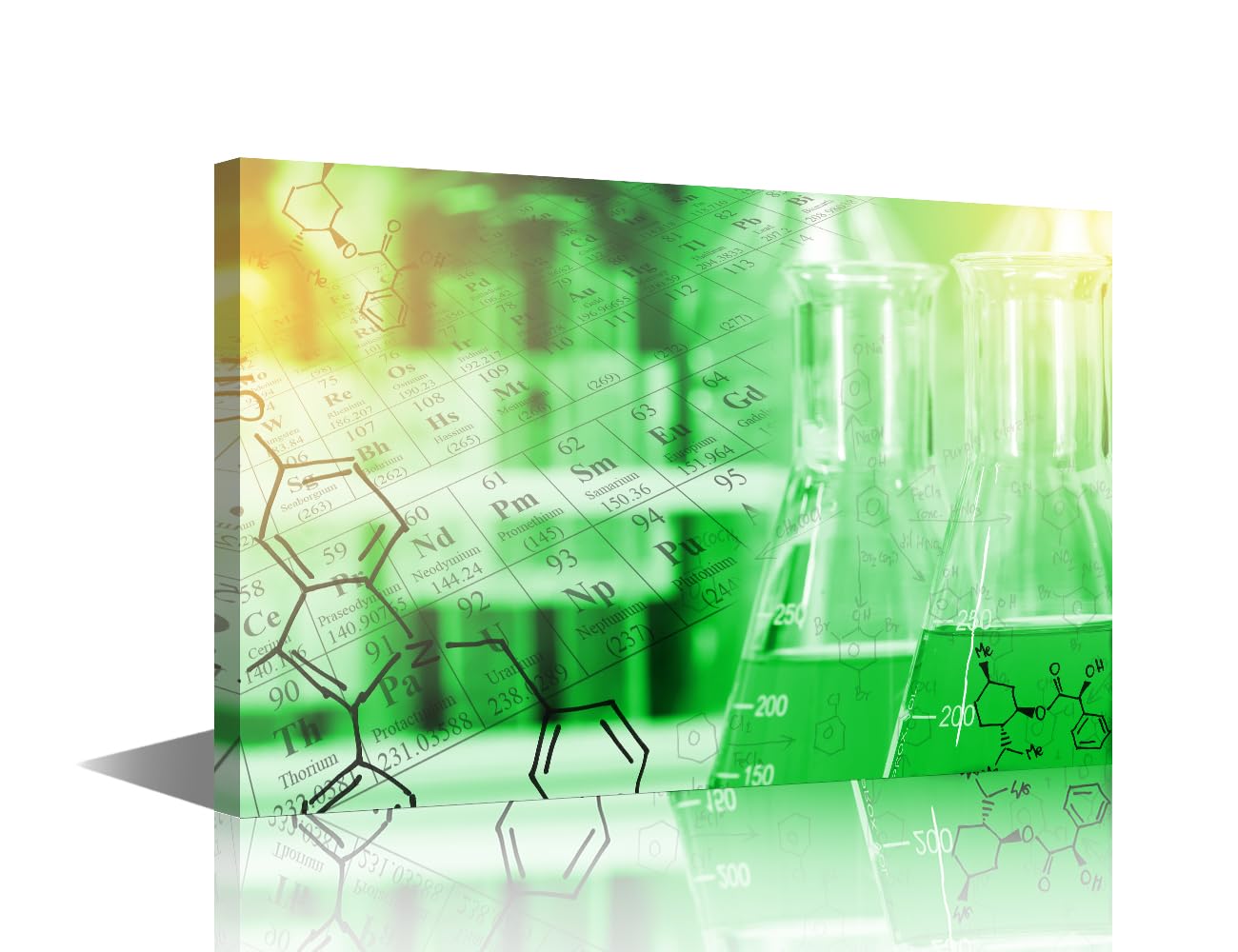 Wall Art Painting Laboratory Glassware Flasks Inspirational Bedroom Living Room Wall Decor Periodic Table Framed Office Modern Pictures Canvas Prints Artwork for Bathroom Decorations 18x12 in