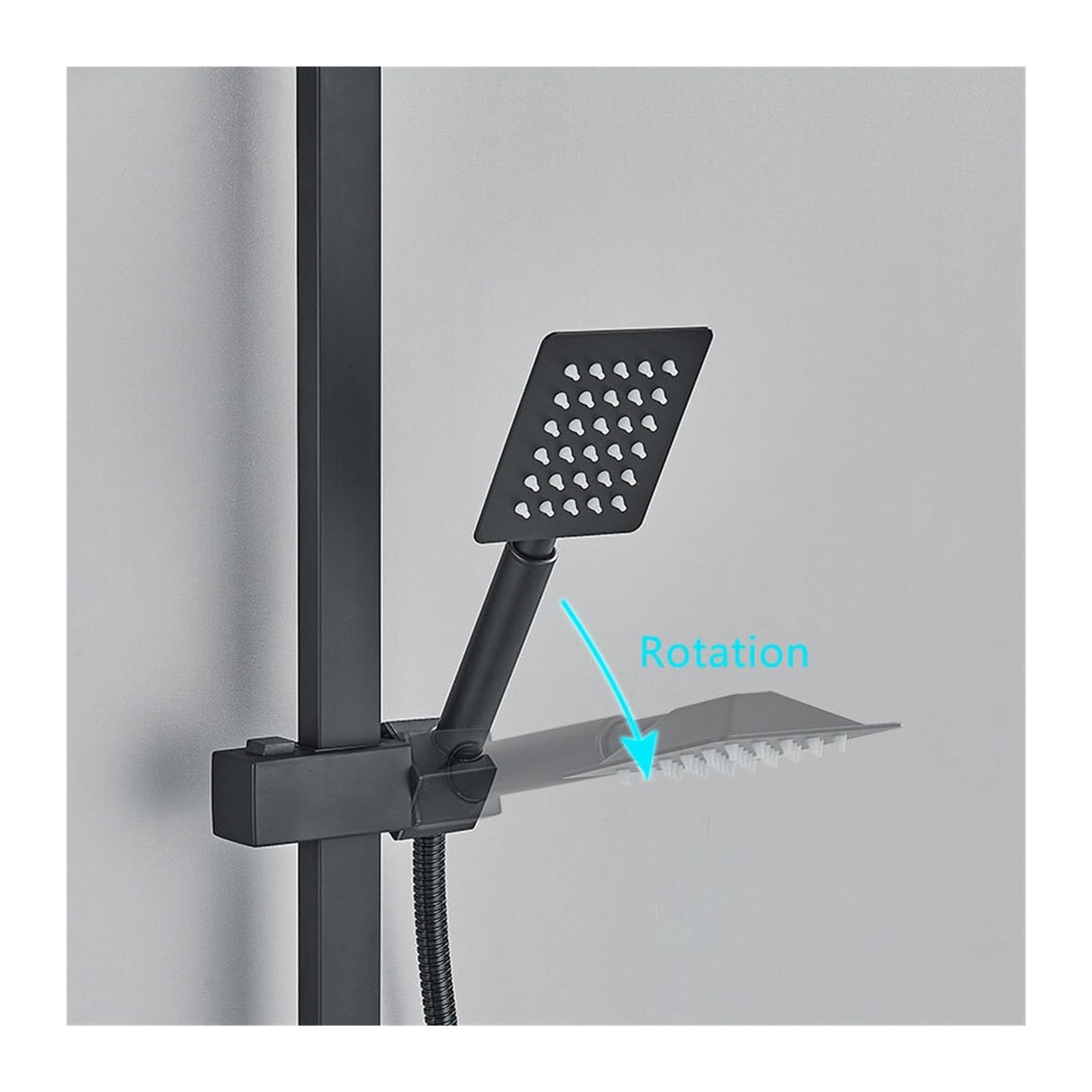 Set miscelatore termostatico per doccia, set rubinetto termostatico per doccia nero/cromo, miscelatore per doccia da bagno con display digitale, sistema doccia in ottone, set doccia a pioggia (nero