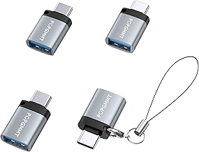 USB Type C Adapter Set of 4 with Strap Included | Type-C Male to USB A Female Converter, OTG Compatible, High Speed Data Transfer & Charging, Compatible with iPad, Android, Smartphones