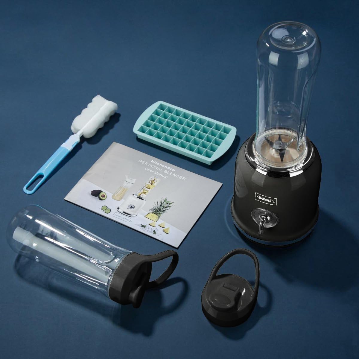 Batidora retro para hacer smoothie (2 botellas, 300 W, sin BPA), color negro