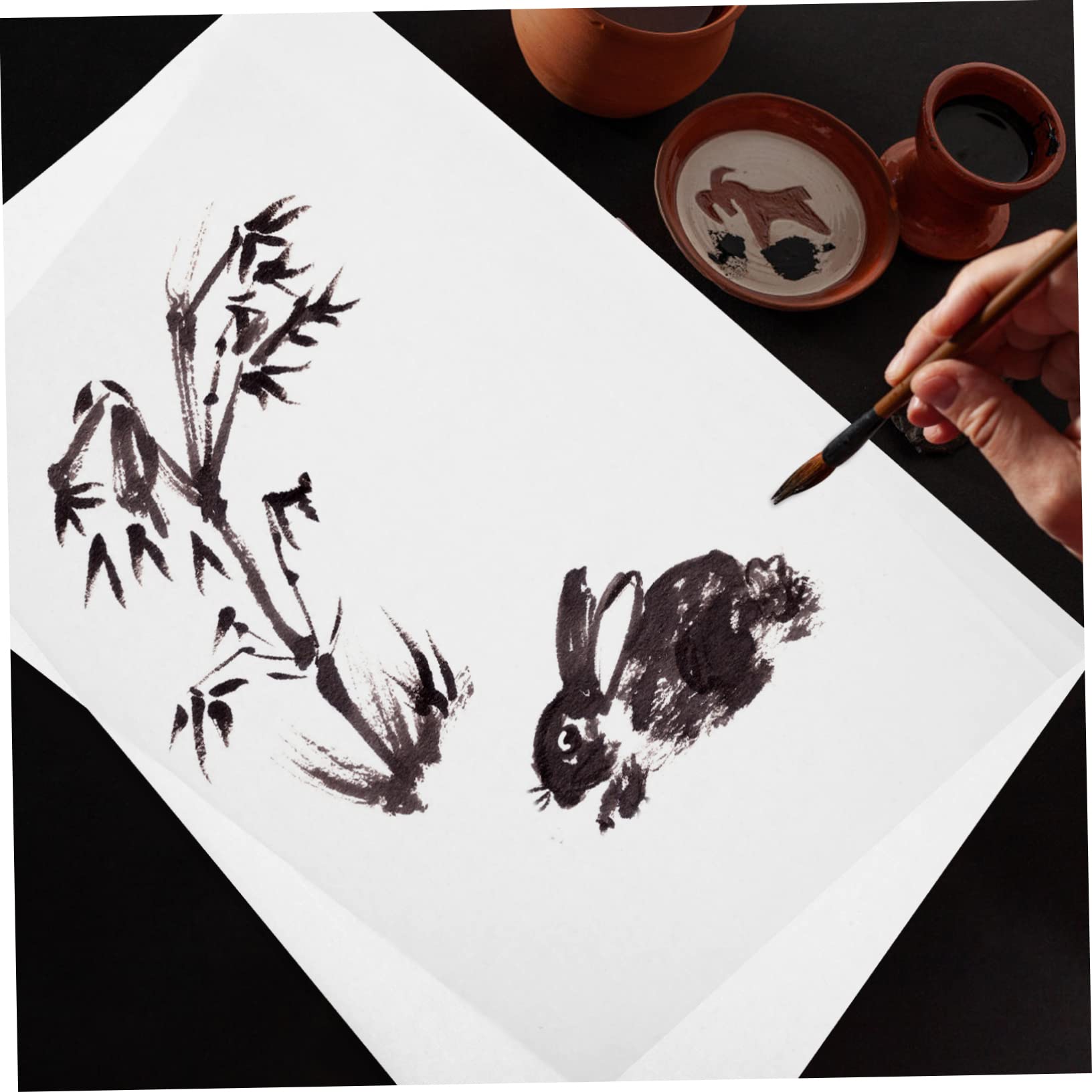 KOCKSHION Papier à Peindre Xuan Rectangulaire 45x69cm 100 Feuilles Blanc Naturel pour Calligraphie Débutants et Amateurs Entraînement Artistique et Aquarelle la Maison L'école