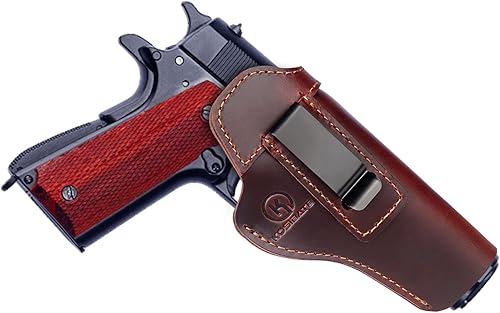 Miniatura 7 de KOSIBATE 1911 Funda de cuero IWB oculta para pistola compatible con Colt 1911, Springfield 1911, Sig 1911, Browning 1911, S&W 1911 y más