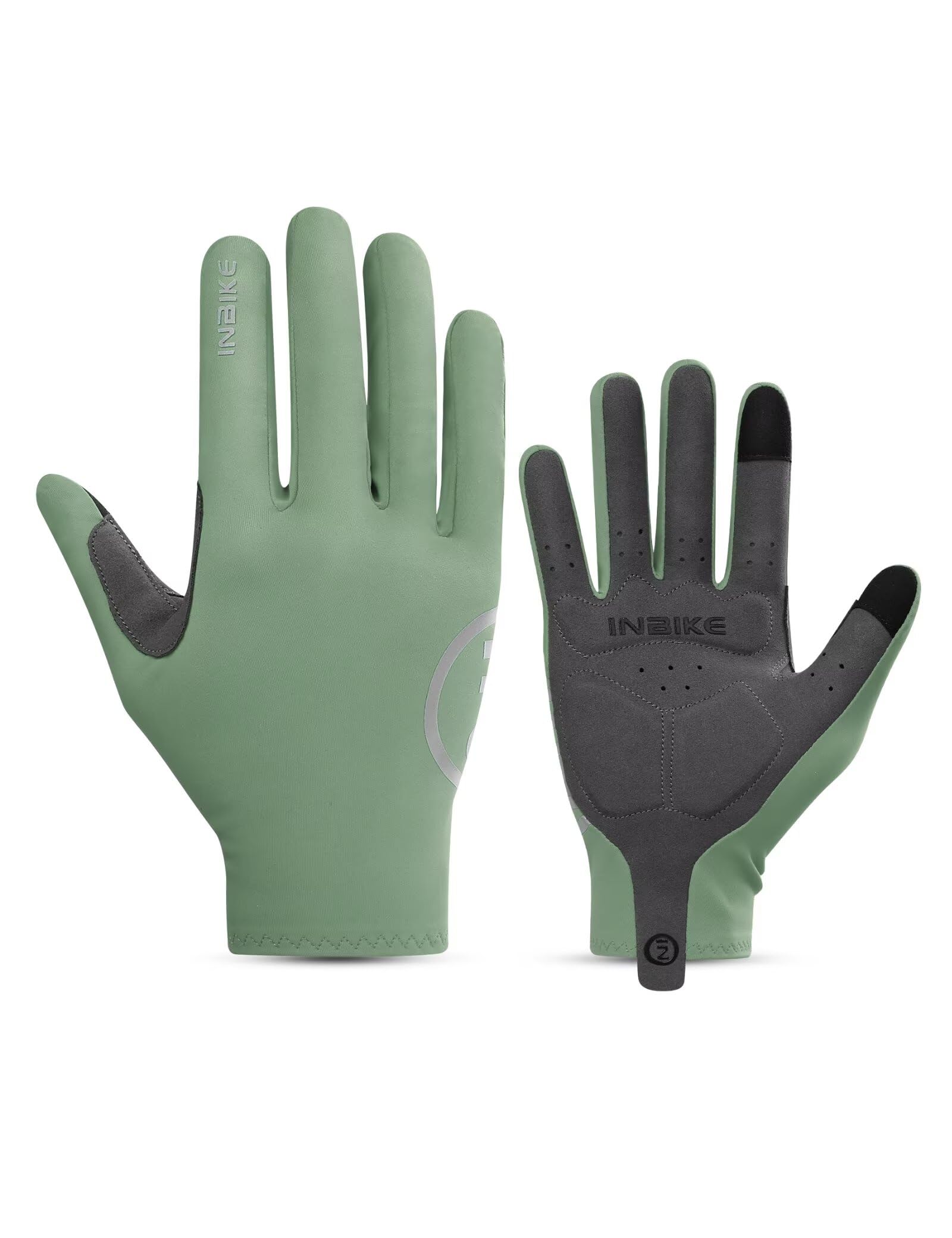 INBIKE Breathable Bike Gloves for Men Women, Full Finger Pad Cycling Gloves, Touchscreen Reflective Mountain Biking Bicycle
