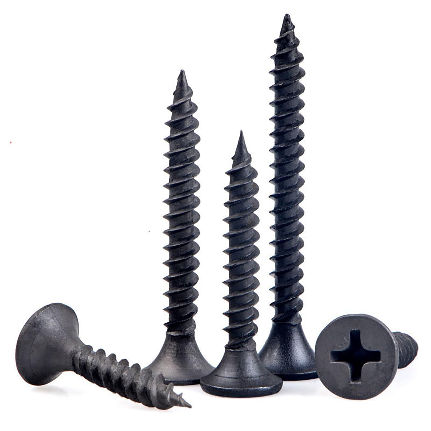 EBAIJQUO M3.5×25mm Phillips Drywall Black Screws, Self Tapping Countersunk Head, Black Phosphate Coating, Fine-Thread, Grade 8.8 High-strength Wood Screws for Construction and Carpentry(220 Pcs)