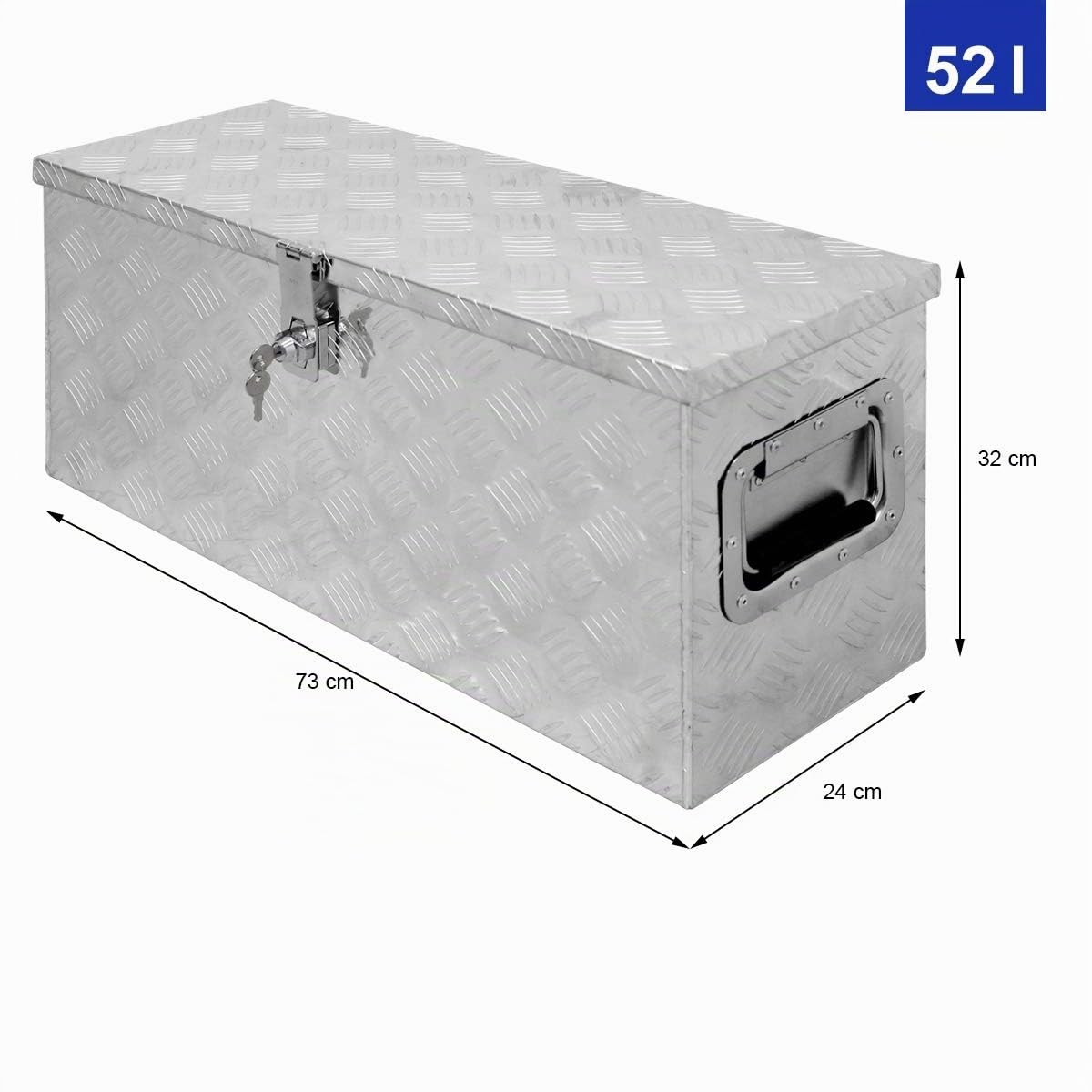 ECD Germany Caja de Aluminio Multiusos 73 x 24 x 32 cm Resistente a la Corrosión con Sistema de Cierre de Almacenamiento de Herramientas Maletín Seguridad y Transporte fácil Montaje en Camión