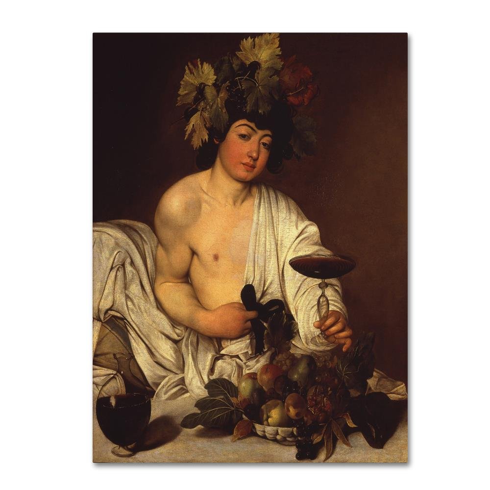 The Adolescent Bacchus by Caravaggio, 14x19-Inch Canvas Wall Art
