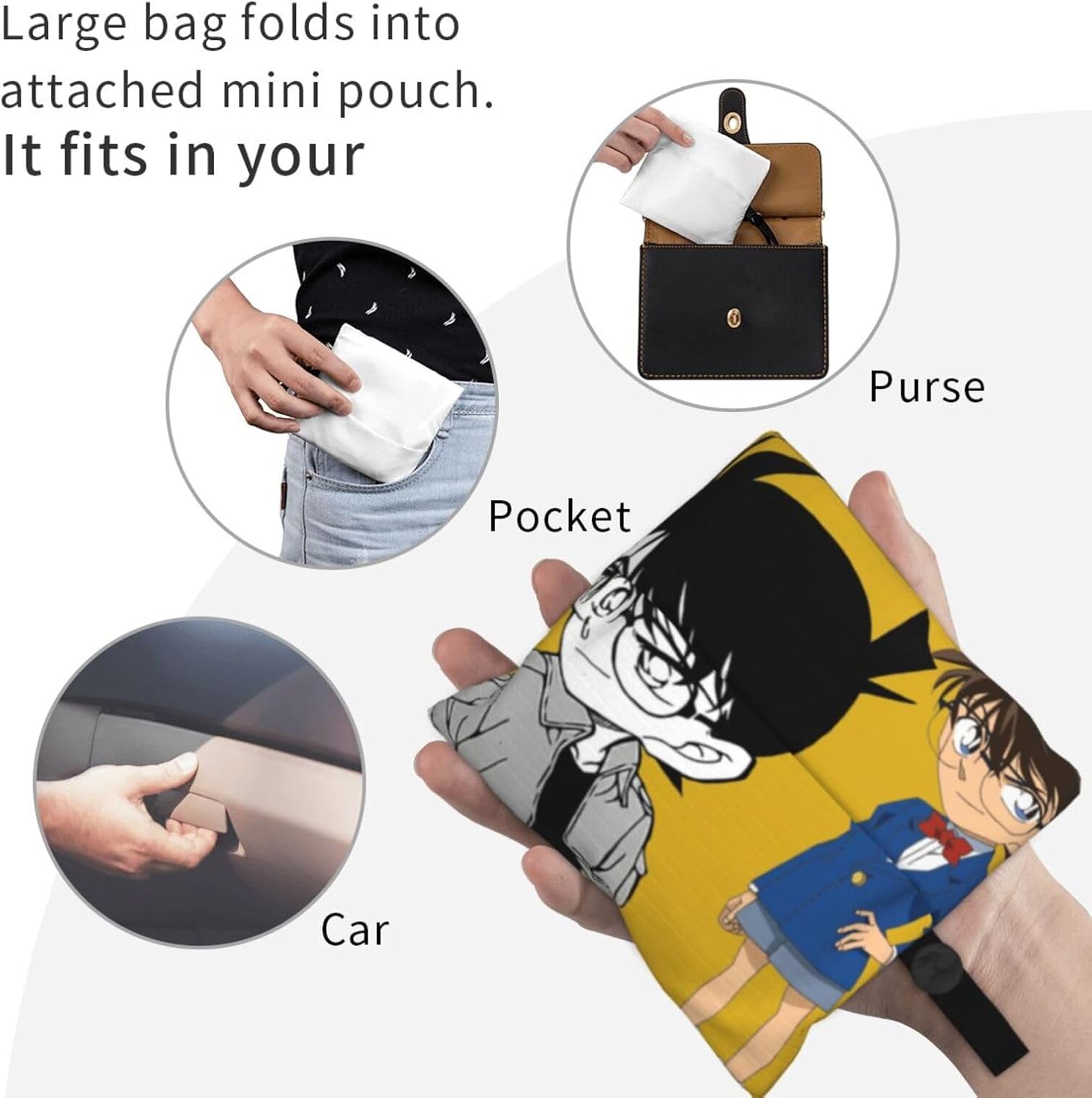 [Tioebnd] コナン 軽量片肩掛けコンビニエンスバッグ 大容量 折りたたみ ショルダーバッグ メンズ レディース 通勤通学