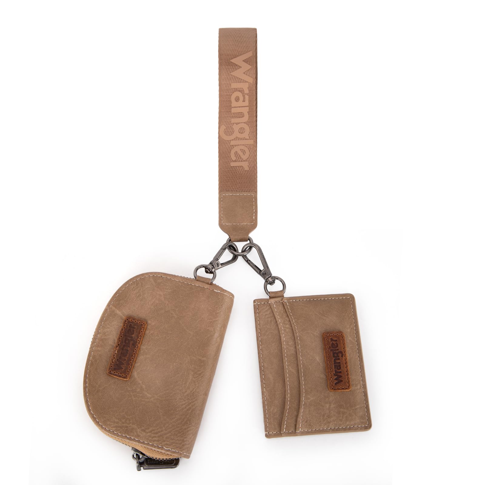 Wrangler KeyChain Wallet Wristlet Wallets for Women Dual Pouch Wristlet with Zipper Womens Credit Card Holder Wallet