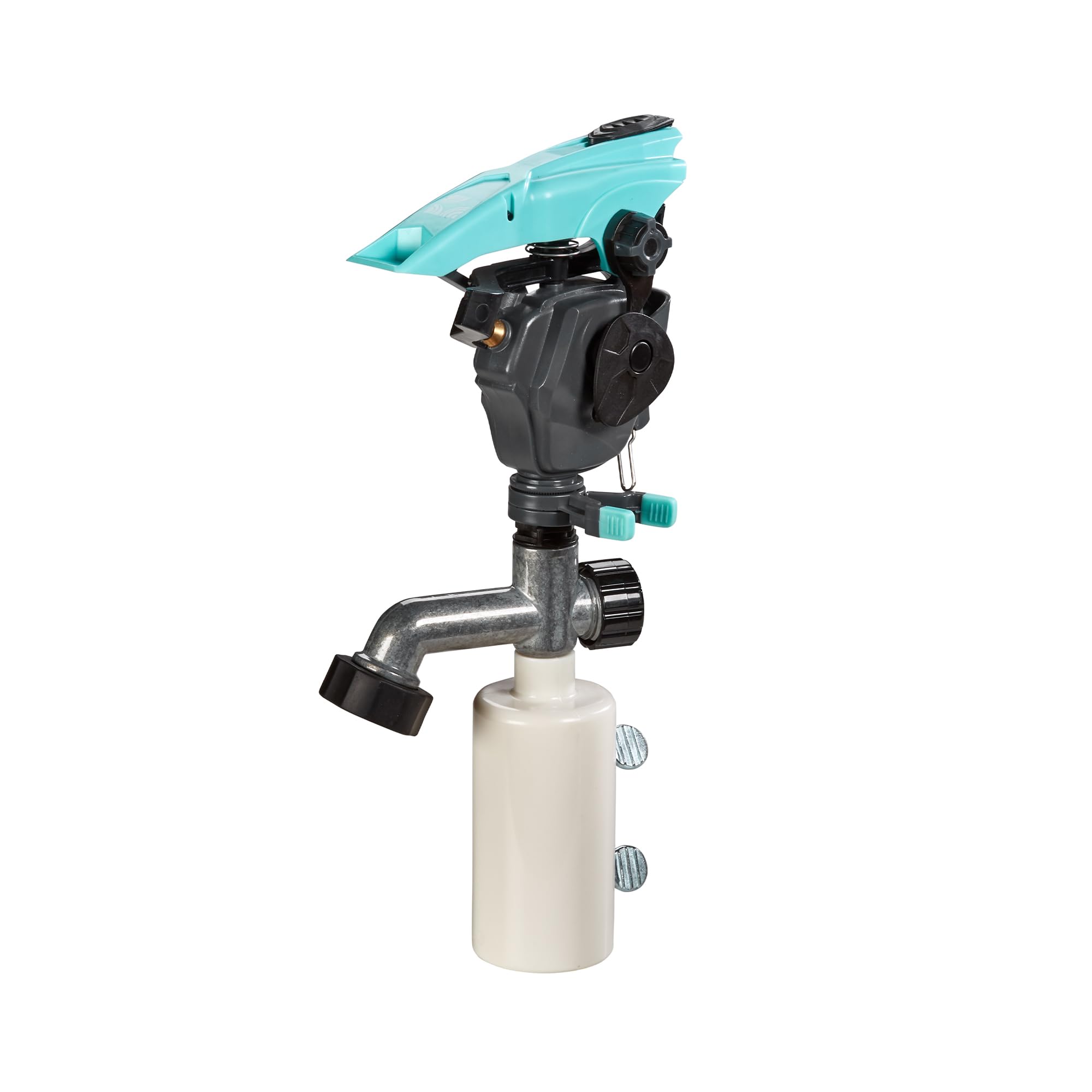 T-Post - Aspersor de impacto pulsante para césped 300013 con accionamiento de engranajes, base de poste, ajustable a 360 grados New England Garden Tools