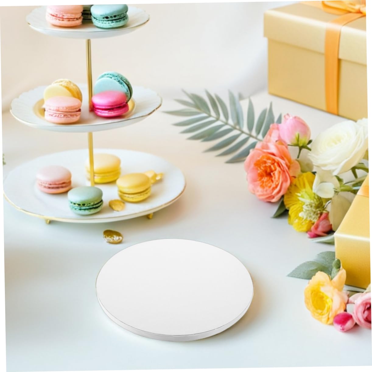 PRETYZOOM Base de Gâteau Ronde 10 Pouces en Carton Blanc, Lot de 7