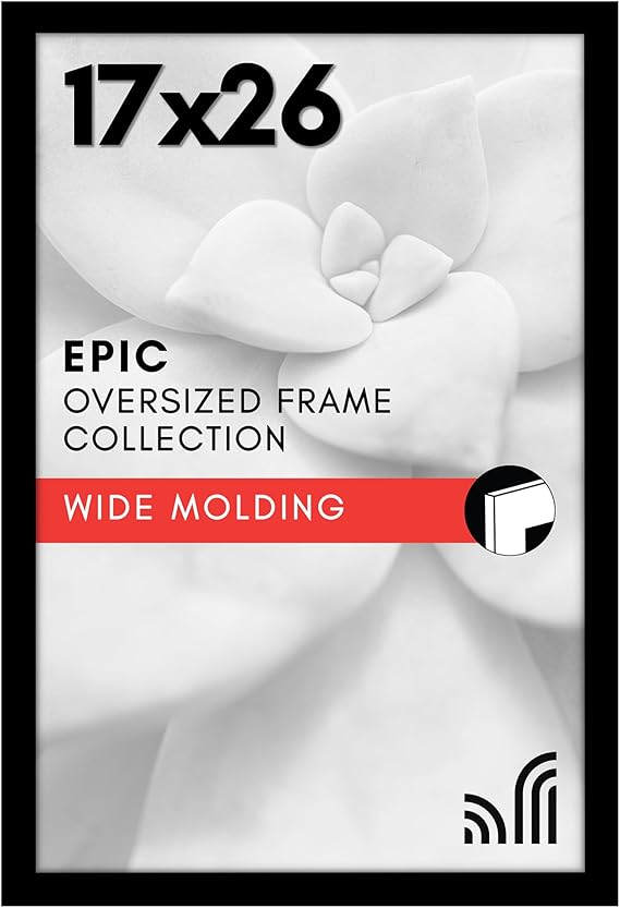 Americanflat 17x26 Poster Frame with Polished Plexiglass - Black Picture Frame - Wide Photo Frames Made of Engineered Wood for Vertical or Horizontal Wall Display - Epic Collection - Black