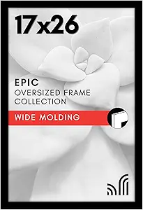 Americanflat 17x26 Poster Frame with Polished Plexiglass - Black Picture Frame - Wide Photo Frames Made of Engineered Wood for Vertical or Horizontal Wall Display - Epic Collection - Black