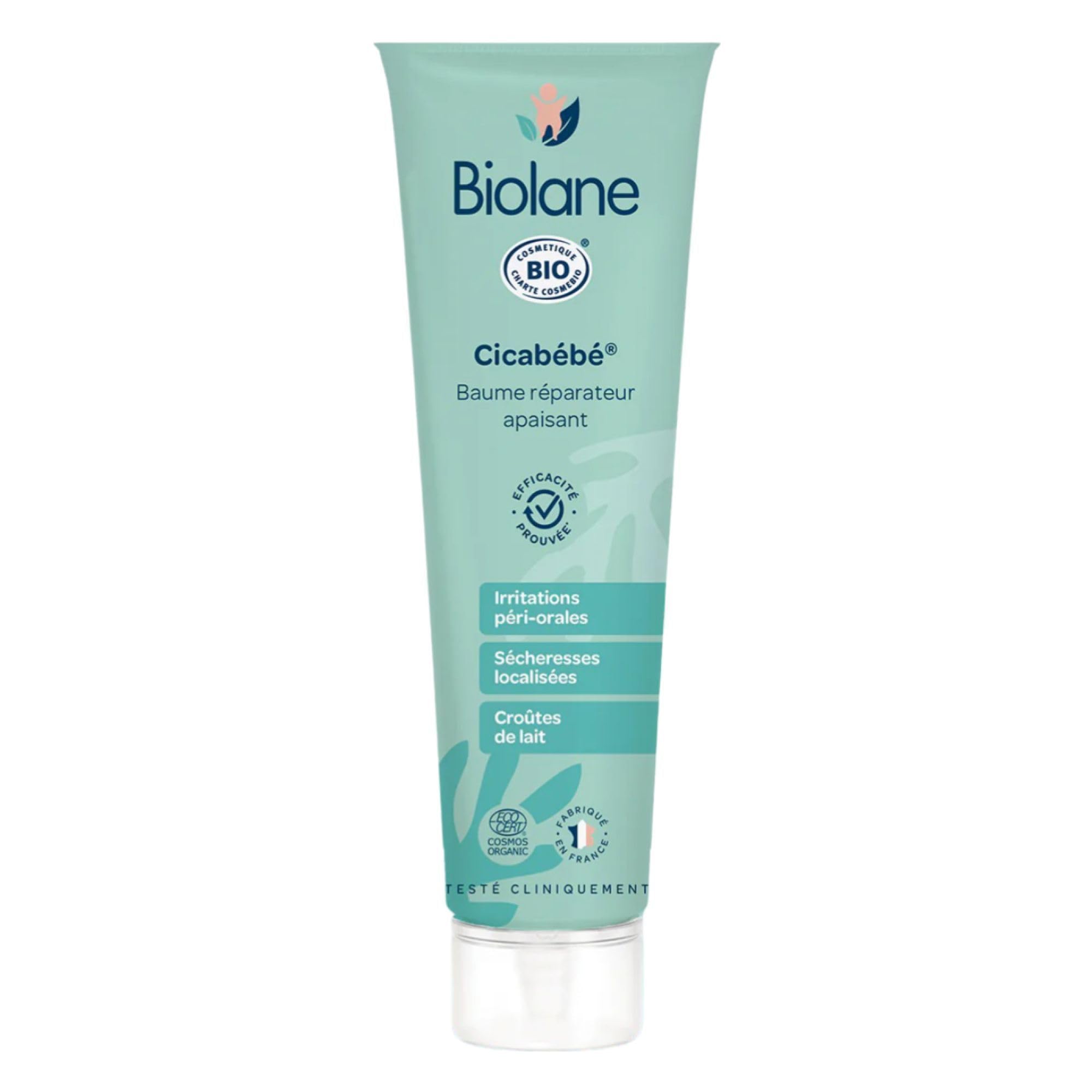 BIOLANE - Cicabébé certifié BIO - Crème nourrissante - Baume réparateur - Croûtes de lait - Sécheresse - Apaise et soulage - 99 % d'ingrédients d'origine naturelle - Tube 40ml - Fabriqué en France