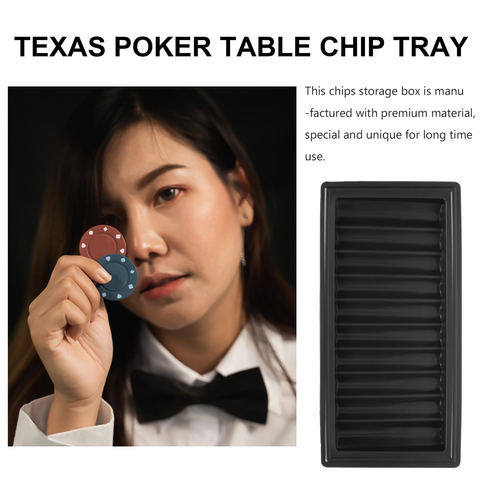 BESPORTBLE Conteneur Organise 500 Jetons pour Plastique Noir Solide Jetons de Poker Base Plate Facile à Ranger pour Parties de Poker et Jeux