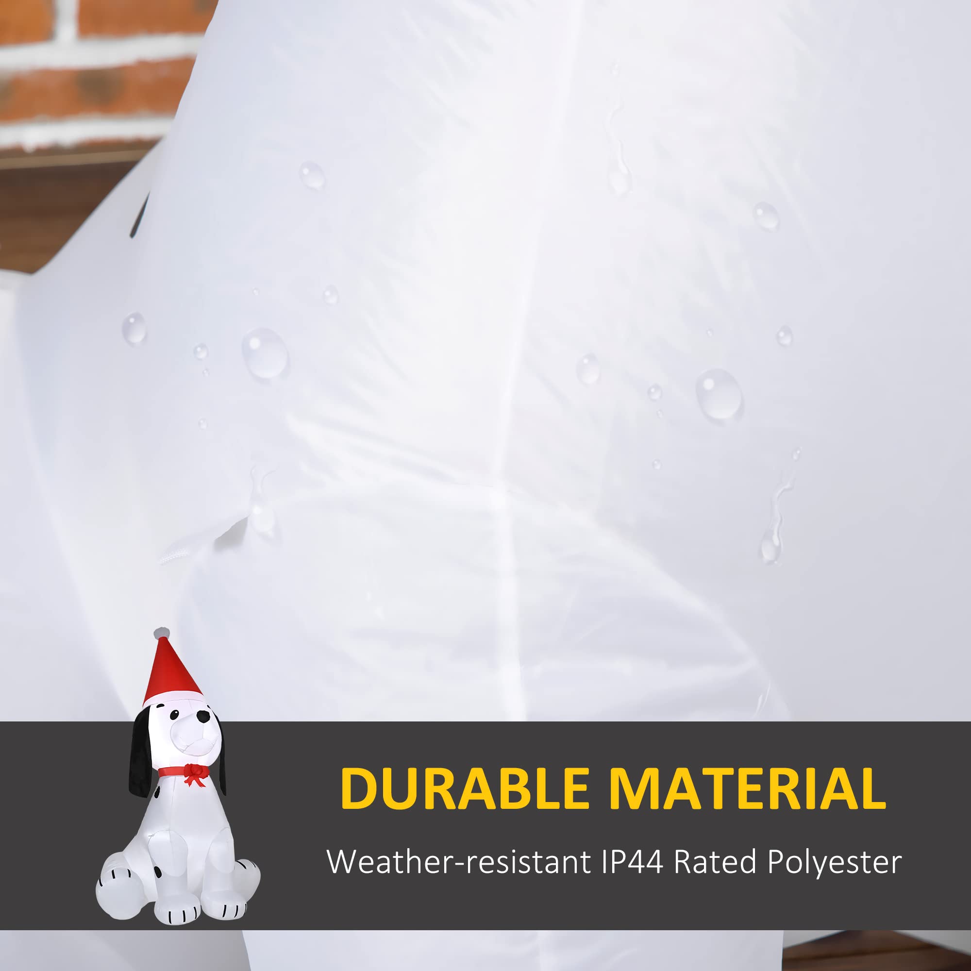 HOMCOM 6ft Inflatable Christmas Puppy Dog Wearing Santa Hat Lighted Outdoor Decoration Blow Up Decor for Holiday Indoor - Image 4