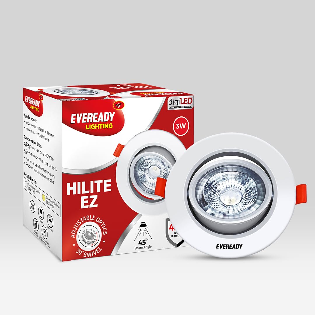 Eveready 3W LED Adjustable Recessed Spot Light | ‎Round Shape