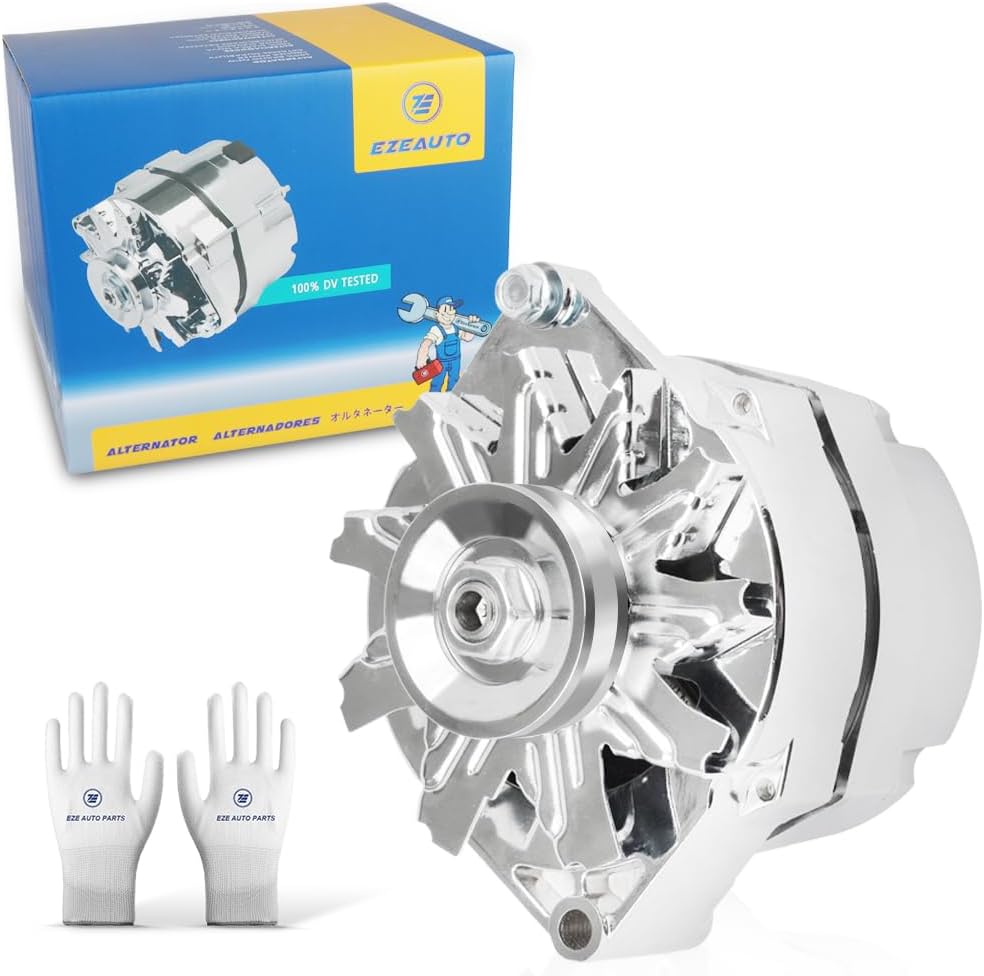 New Chrome 1 Wire Self Exciting Alternator High Output 120Amp Replacement for GM 305 350 BBC SBC 10SI for Chevy for Buick Street Rod Hot Rod