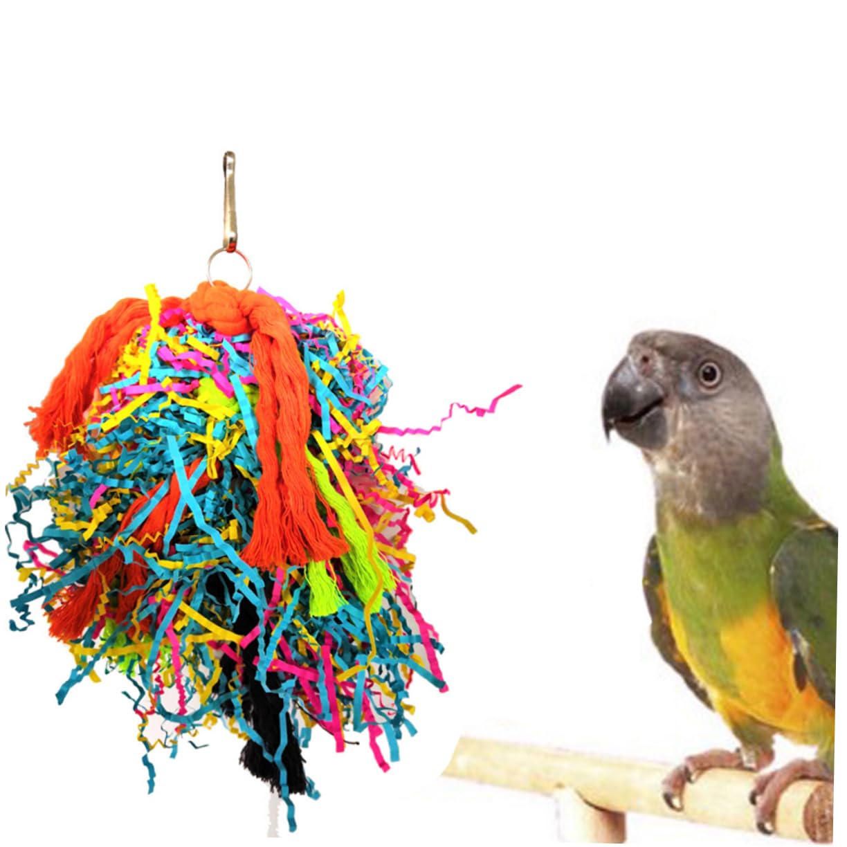 Angoily 9 Piezas Juguetes cacatúa Loro Hamaca Campana Juguetes Juego de Madera Juguete de Jaula de pájaro pequeñas Herramientas de Aves Bolas de Seda de Loro morder Juego de 3 Piezas Bambú