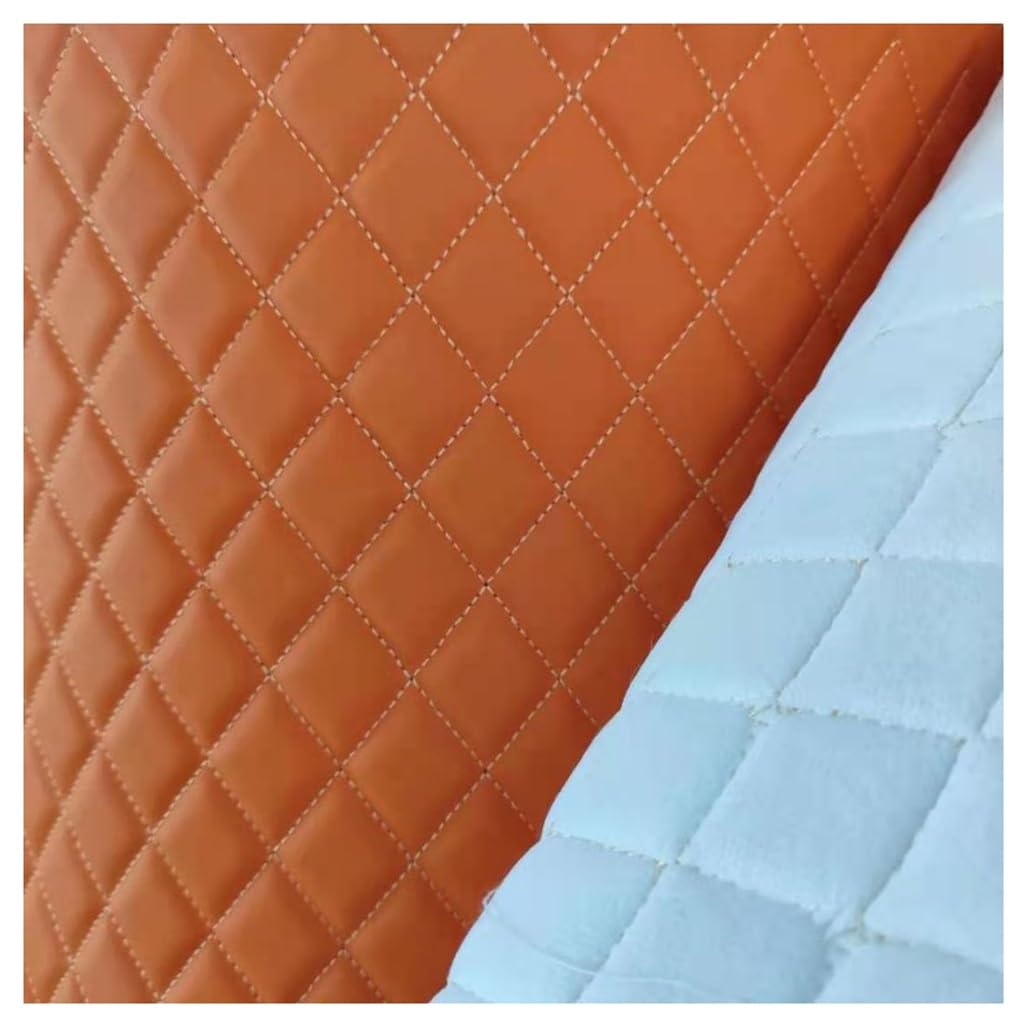 JNTFNE Quilted Faux Leather Vinyl PVC Fabric Waterproof Diamond Stitch Padded Cushion Linen Wadding Backing Upholstery 1.6x1m(Oranje,1.6X5m)