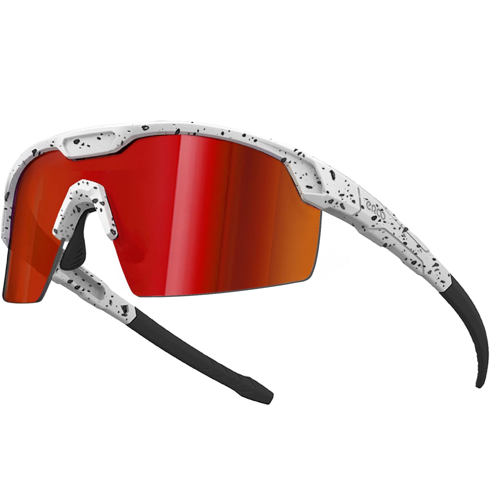 ER00 Small Baseball Wrap Around Sunglasses for Youth Kids Women Running Cycling Outdoor Sports, S598 White/Polka Dot/Black Red, Small — image 1