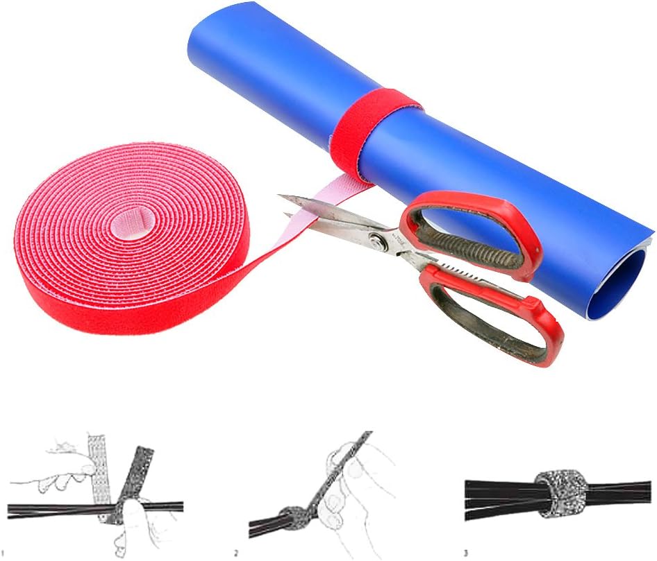 Darller 5 Roll Reusable Cable Straps Cable Ties Hook & Loop Nylon Fastening Tape Wire Organizer for Cords Cable Management (Totally 33 ft)