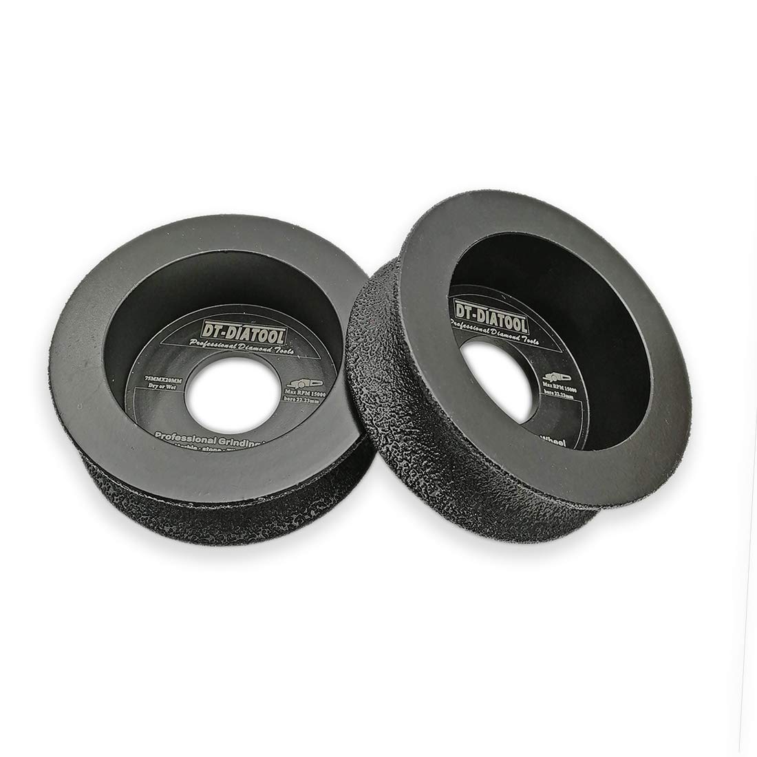 Muela de diamante soldada al vacío 75 mm (3") con eje borde semicircular, grano 60 7/8", varios tamaños(2,20mm)