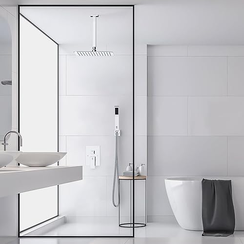 Miniatura 101 de SR SUN RISE Sistema de ducha montado en el techo de 12 pulgadas, mezclador de lluvia, sistema de cabezal de ducha de lluvia, dorado cepillado, Oro