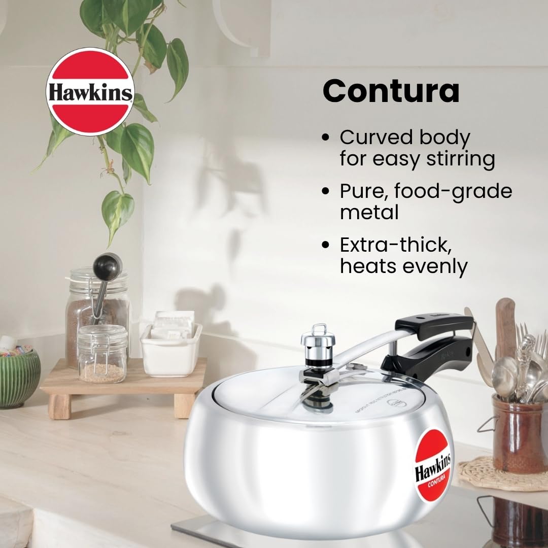 Hawkins Contura (HC35) - Pentola a pressione, 3,5 litri, colore: argento