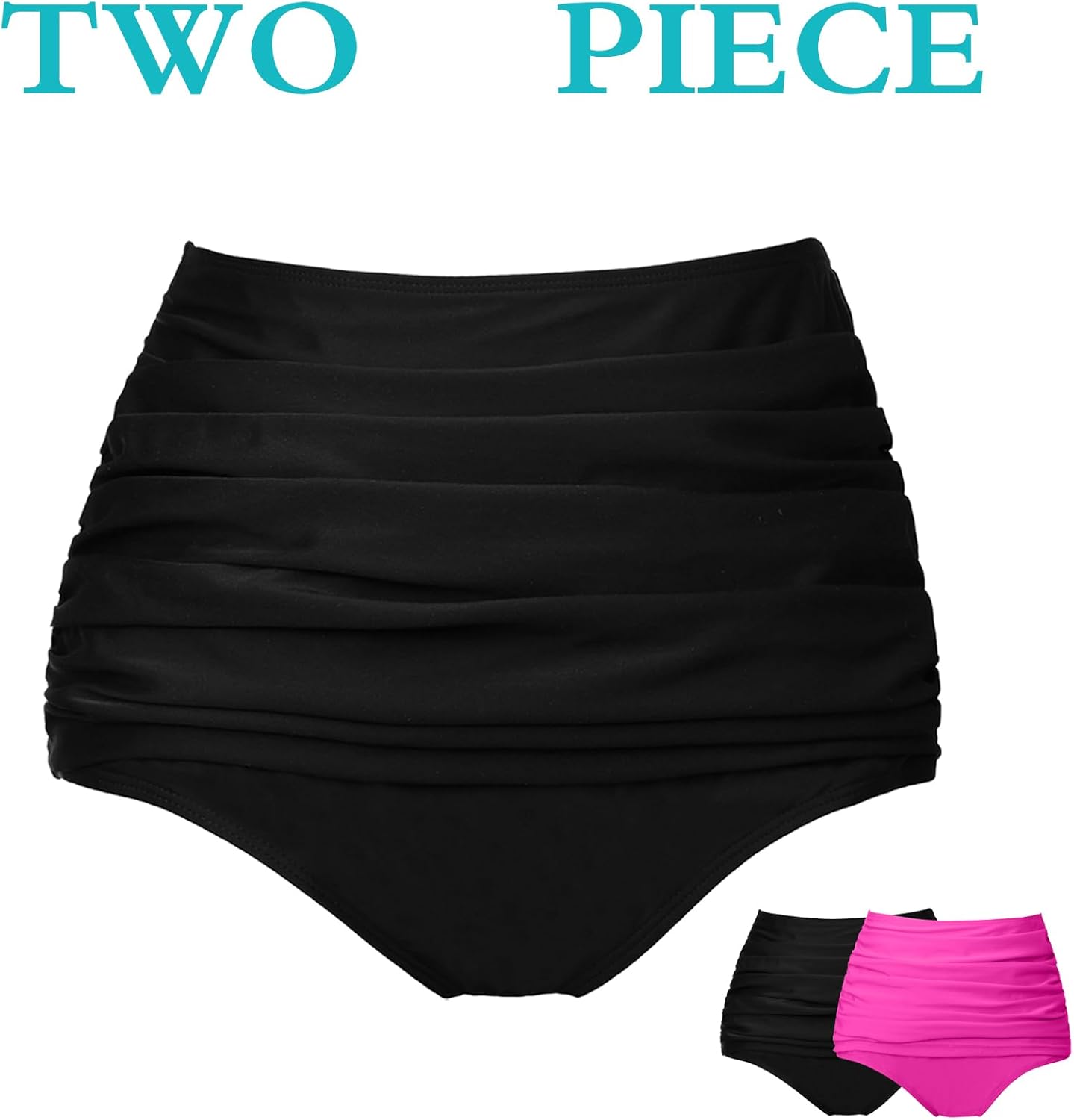 COCOPEAR Women's High Waisted Full Coverage Bikini Bottom Ruched Bathing Suit Bottoms for Women Tummy Control Swim Bottoms