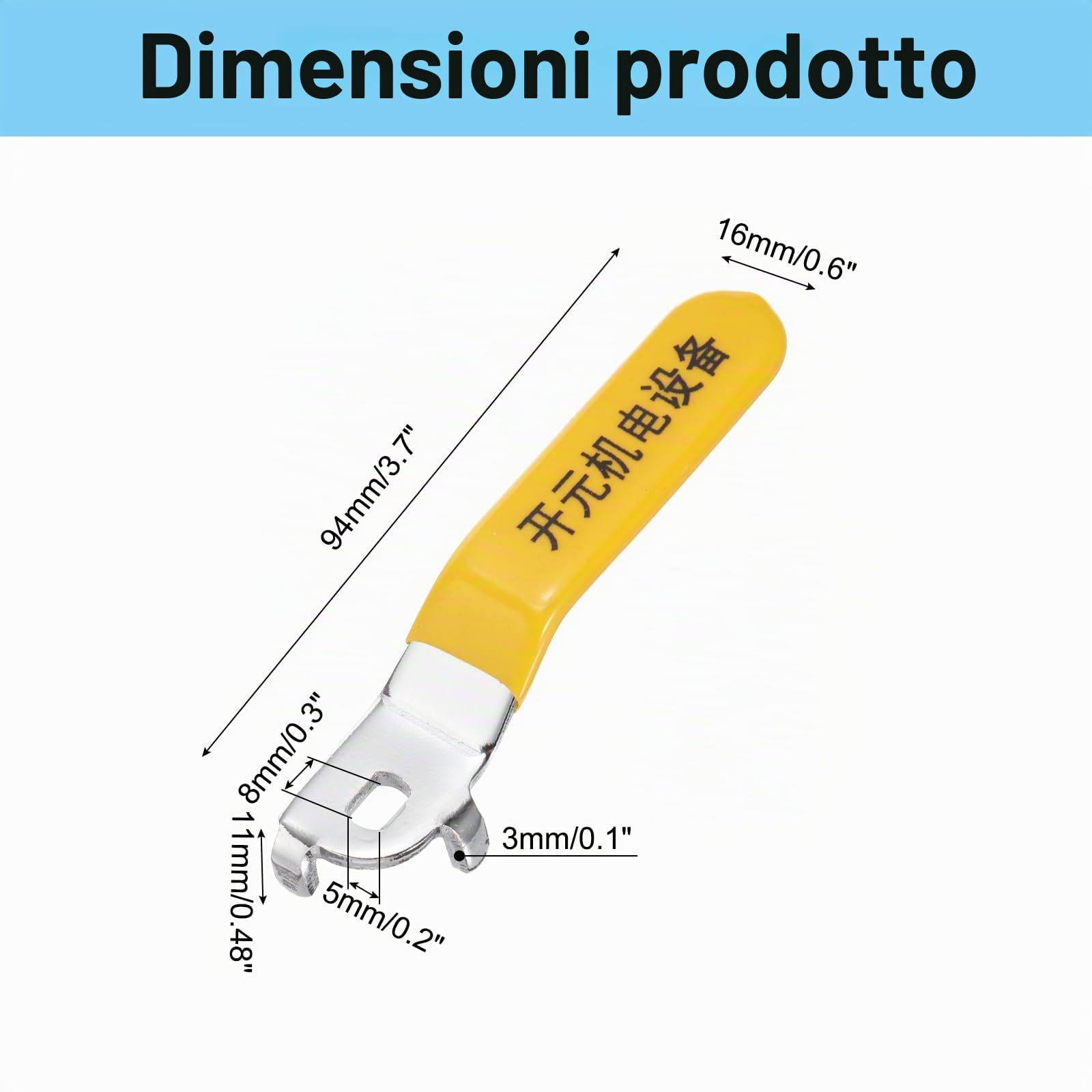 PATIKIL Maniglia a Leva per Valvola a Sfera, Maniglia Valvola Metallo Lunghezza Totale 94mm con Foro Dimensioni 8x5x3mm per Rubinetto, Riparazione e Sostituzione Tubo Flessibile Giallo