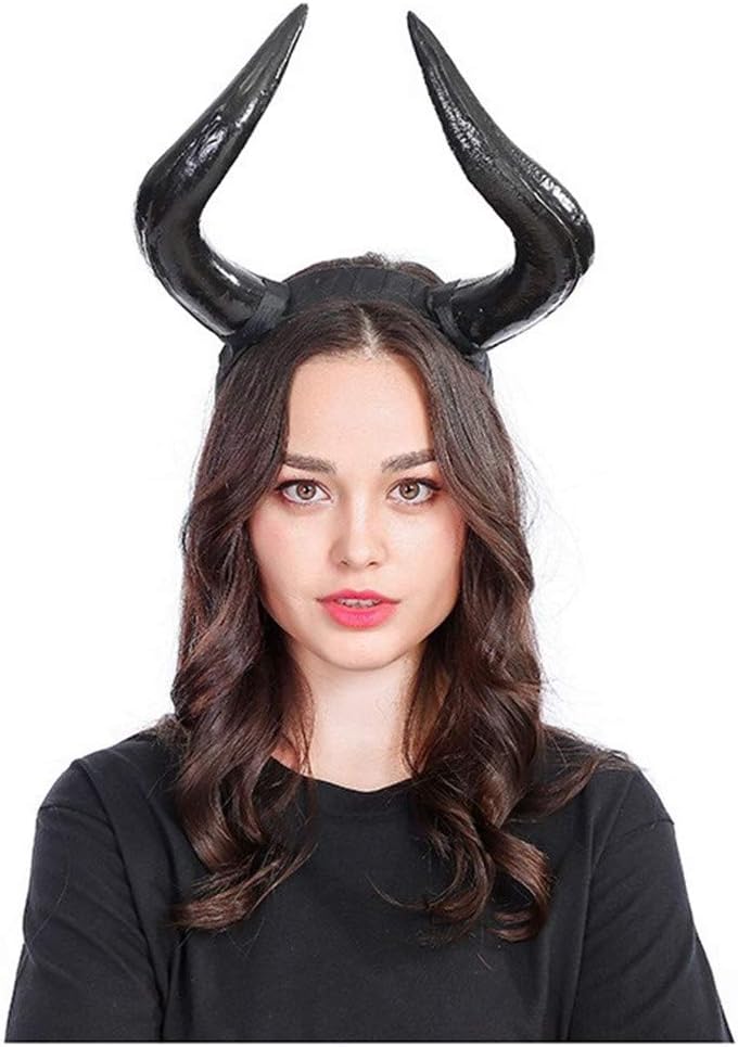 Qhome Handmade Halloween Costume Bulls Horns Headband Taurus Pointed Fight Minotaur Ox Horn Headpiece Cosplay