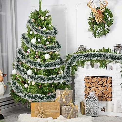 Miniatura 4 de TURNMEON Paquete de 5 guirnaldas navideñas de oropel de 33 pies, decoración metálica, decoración de árbol de Navidad, suministros de fiesta de