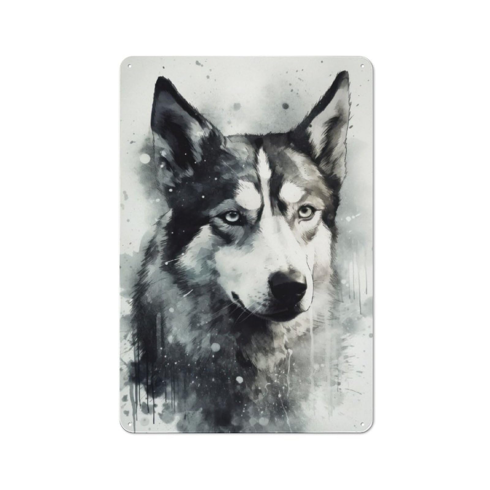 Junmoney Siberian Husky Dog Charm Vintage Metal Sign 30X20cm For Guest Room Or Hallway, Suited To Guest Room Decorators
