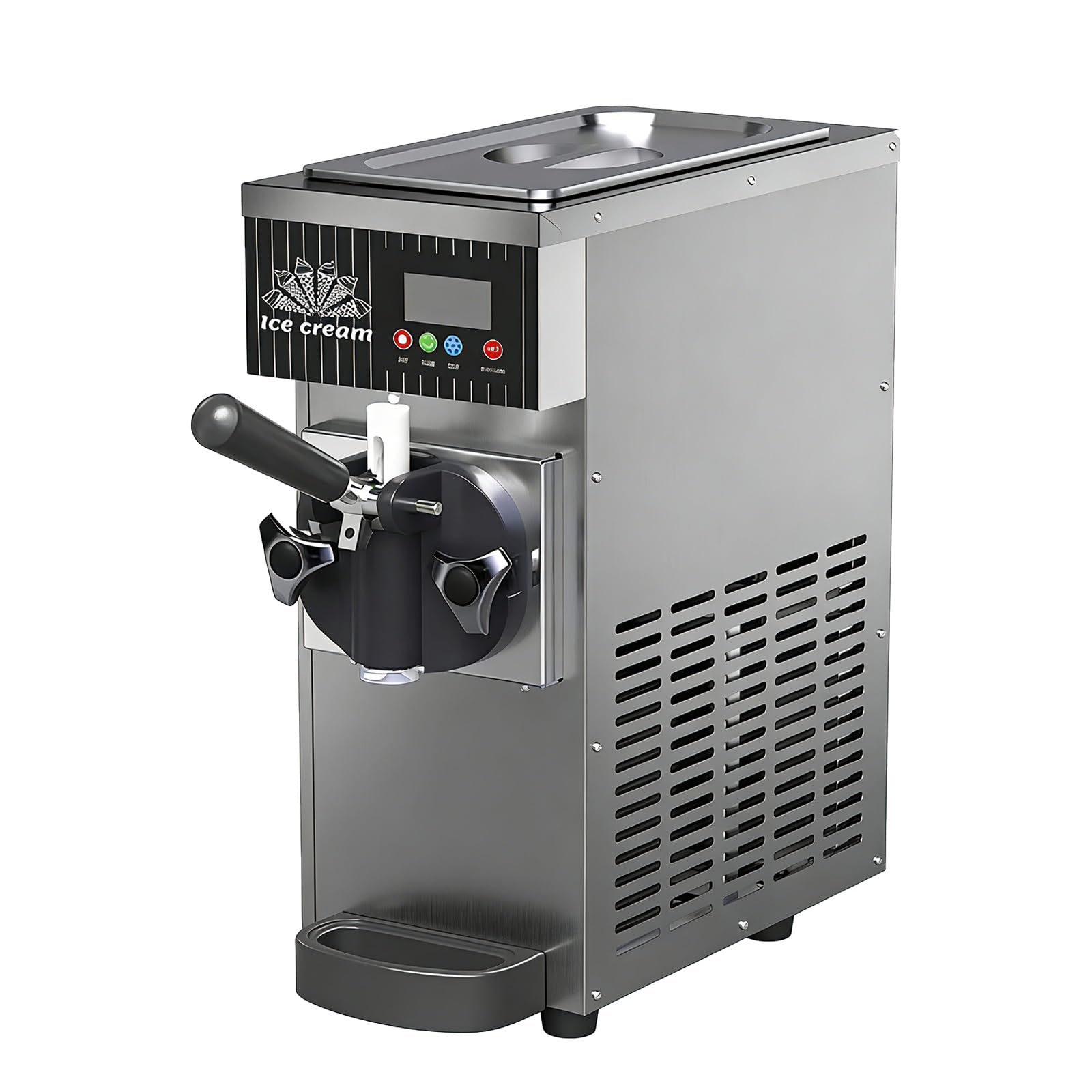 Gelatiera Professionale Da Banco Macchina per Gelato Soft, 450 W, 4-5 L/H, Capacità 3,5 Litri, Consistenza Regolabile, Pulizia Automatica, Piccoli Spazi Commerciali(Gray)