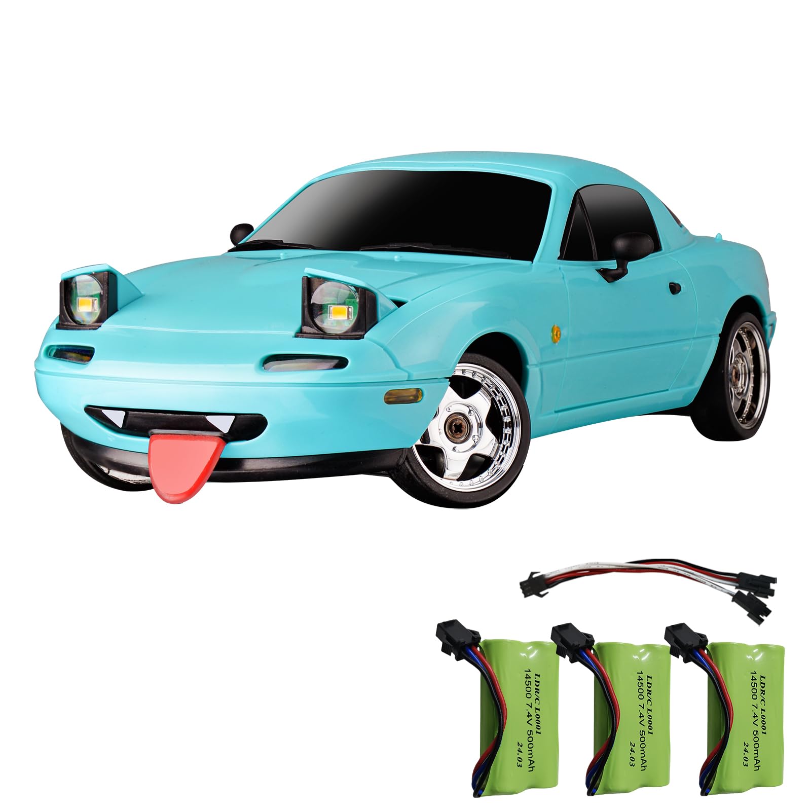 Skymaker 1/18 RC Drift Car with 3 Batteries Mazda MX-5 Miata 2.4GHz RWD Drifting Adults with ESP Gyro Pop-up Light (Blue)