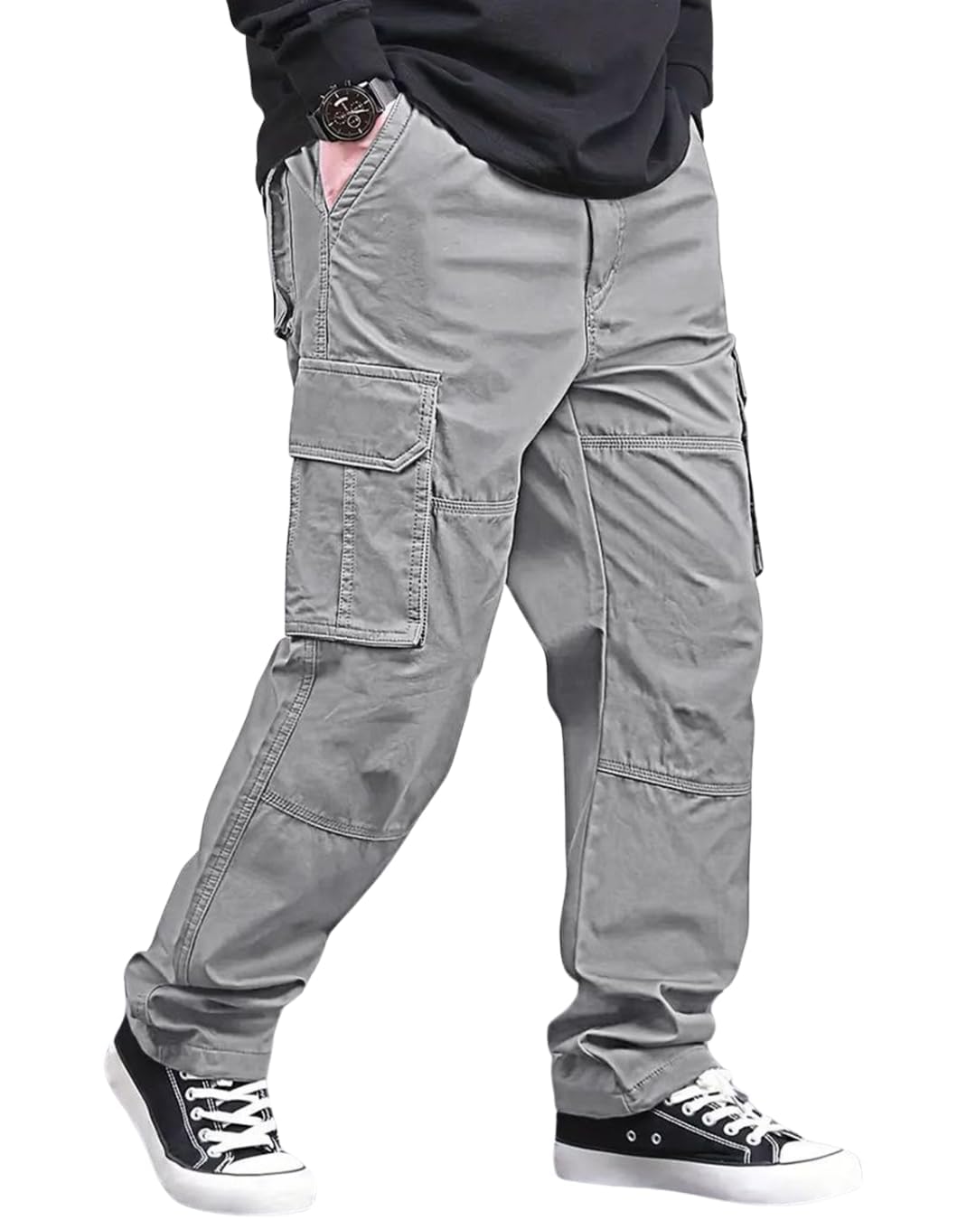 Krisha Creation Men's Premium Cotton Cargo Pants | Multi-Pocket Casual Trousers | Lightweight, Ultra Soft & Comfortable Work Wear Cargo Pants for Men-picture-52