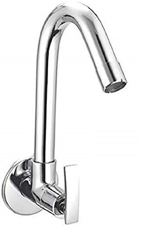 Jagger SOFT Wall mounted Sink taps for Kitchen and Bathroom 360 Degree Rotating Kitchen Sink tap Brass Tap Chrome Finish Full Brass tap for Kitchen Sink taps (with WALL FLANGE and TEFLON TAPE)