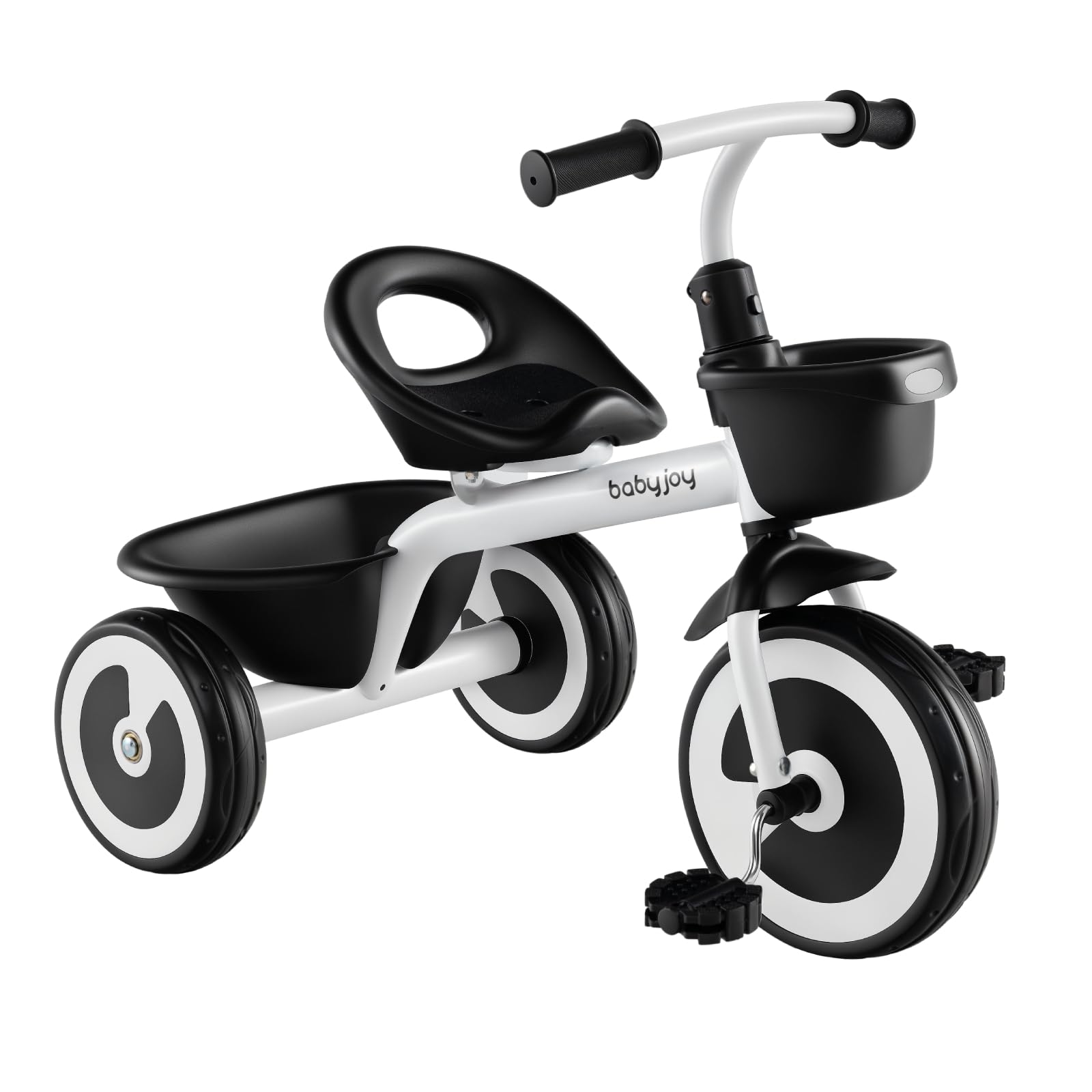 GYMAX Toddler Tricycle, 3 Wheel Kids Trike with Adjustable Seat, Front & Rear Storage Baskets and Heavy-Duty Carbon Steel Frame, Toddler Bike for Boys & Girls 1.5-5 Years Old (White) — image 1