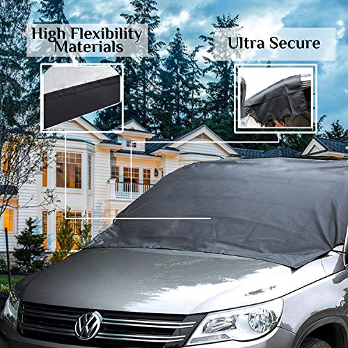 Car Windshield Snow Ice Cover - 2 in 1 Summer Winter Frost Blocker Windshield Cover for Ice and Snow and for Sun Effective Solution for Frozen Windshield - No More Daily Chores Of Scrapping