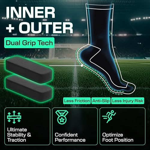 Miniatura 2 de LUX Sports Calcetines delgados de agarre antideslizante para deportes con tacos - Calcetines antideslizantes que absorben la humedad para hombres
