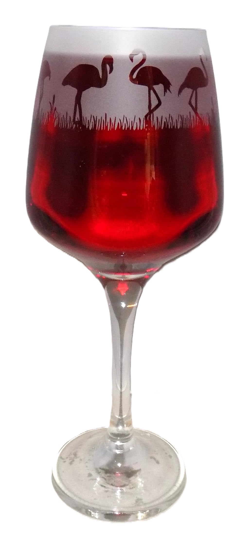Flamingo Hand Etched Stemmed Wine Glass