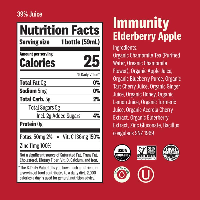 Image of Suja Organic Immunity Shots Variety Pack | 10 Immunity Original, 6 Citrus Immunity, and 10 Immunity Elderberry | Plant-Based & Gluten-Free (2 fl oz Shots /Pack of 20, 12 fl oz Juices /Pack of 6)